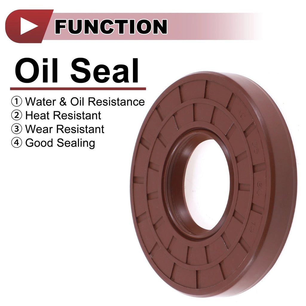 2X Oil Seal Rotary Shaft Seal FKM Rubber 35x80x12mm for Various Models