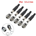 5 Pairs DC5.5 x 2.1mm Male Connector + Metal Female Terminal Adapter