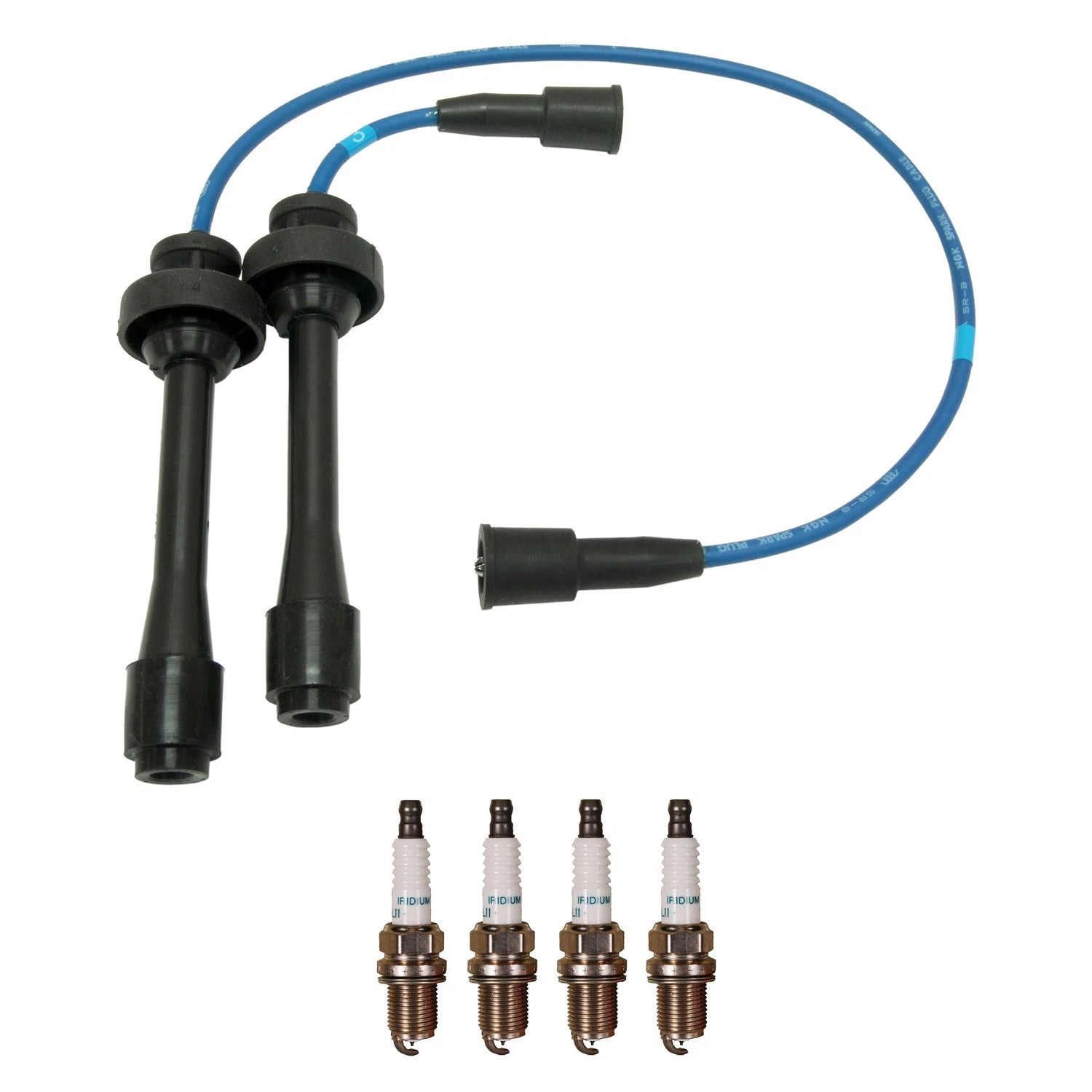 Set of 4 NGK Wire Set & Denso Double Iridium Spark Plugs for Protege 2001–2003