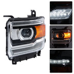 Pair of HID Projector Headlights with LED DRL for GMC Sierra 2500HD (2016–2019)