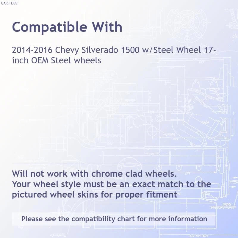 Wheel Skins Replacement Set for 2014–2018 Chevy Silverado 1500 Steel Wheel