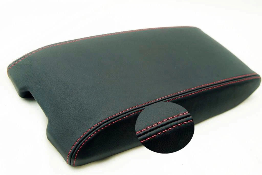 Leather Synthetic Console Armrest Cover for Chrysler 300 (2005–2007) Red Stitch