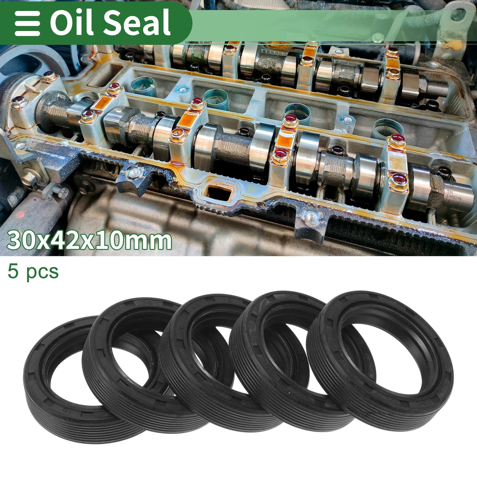 Set of 5 Oil Seal TG4 Lip Seal Ring NBR Rubber 30x42x10mm
