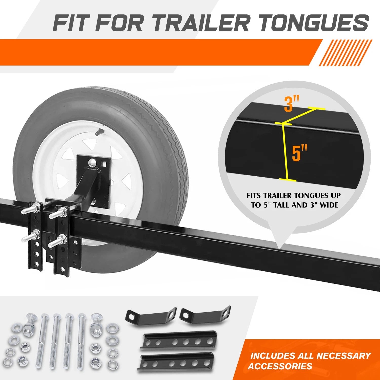 Trailer Spare Tire Mount Kit for Universal Fit (100 lbs Capacity)