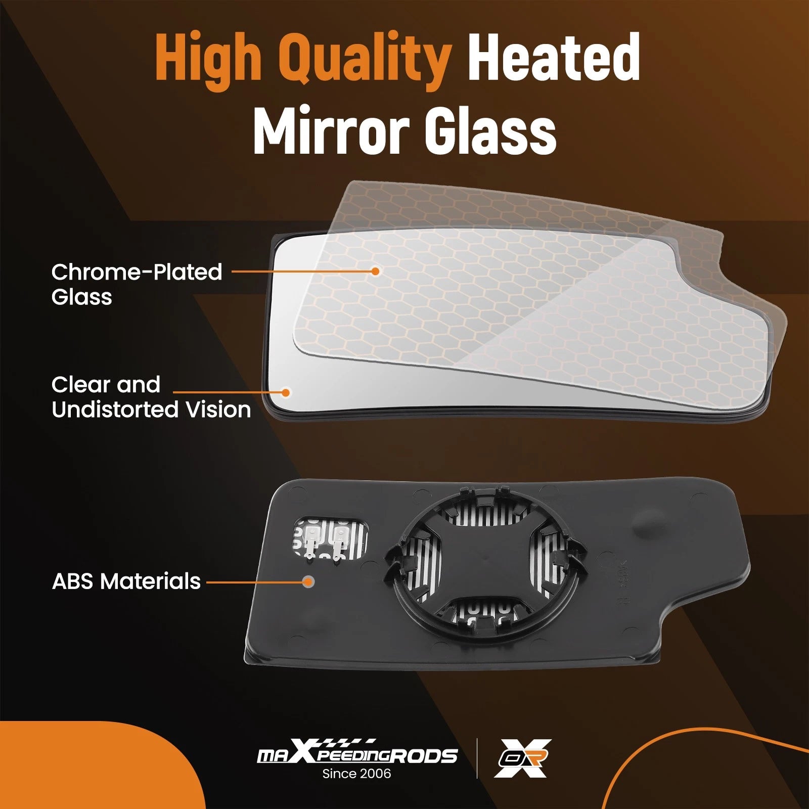 Right Lower Convex Heated Mirror Glass for Chevy Silverado 2500 3500 (2015–2017)