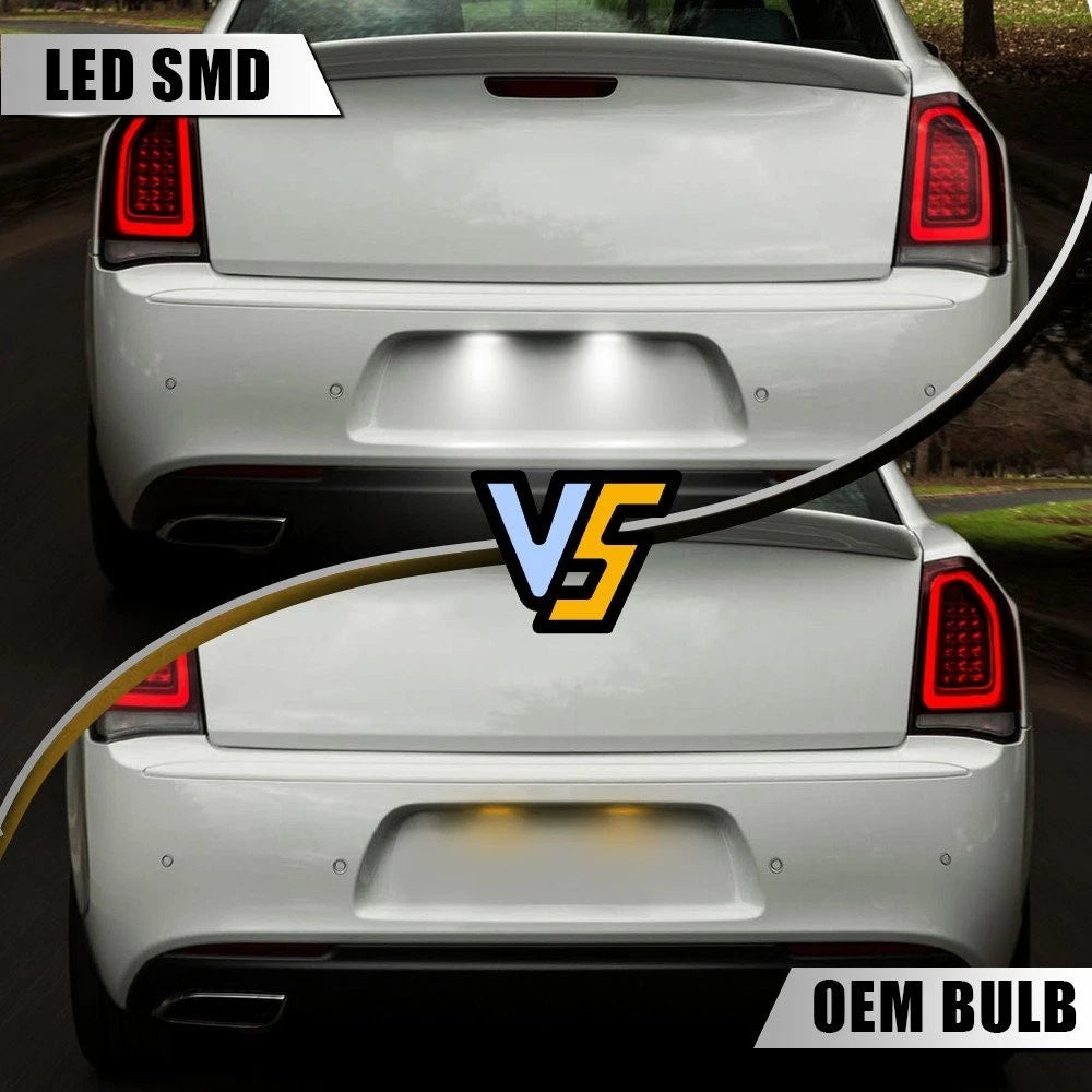 2X White 6000K LED License Plate Lights for Chrysler 300 (2015–2023)