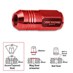 Set of 20 M12X1.25 Red Closed End Cone Hex Wheel Lug Nuts + 20mm Extension