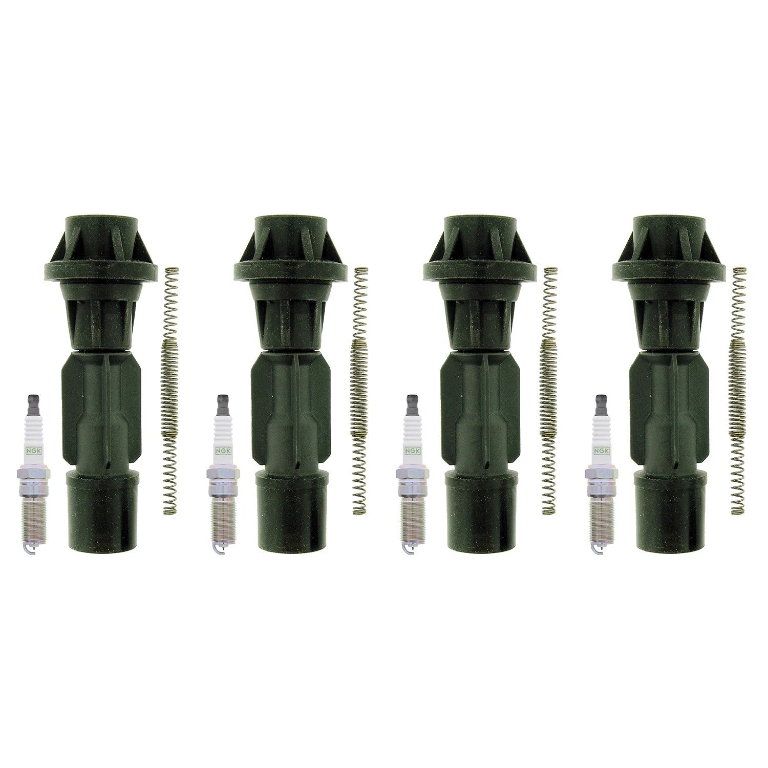 Set of 4 NGK G-Power Platinum Spark Plugs & Coil Boots for Mazda 3 6 CX-7 (2007–2009)