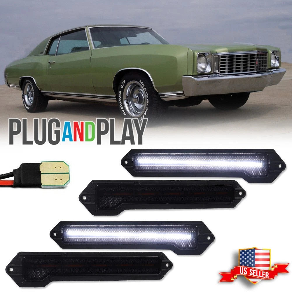 Smoke White LED Side Marker Lights for Chevrolet Monte Carlo (1970–1972)