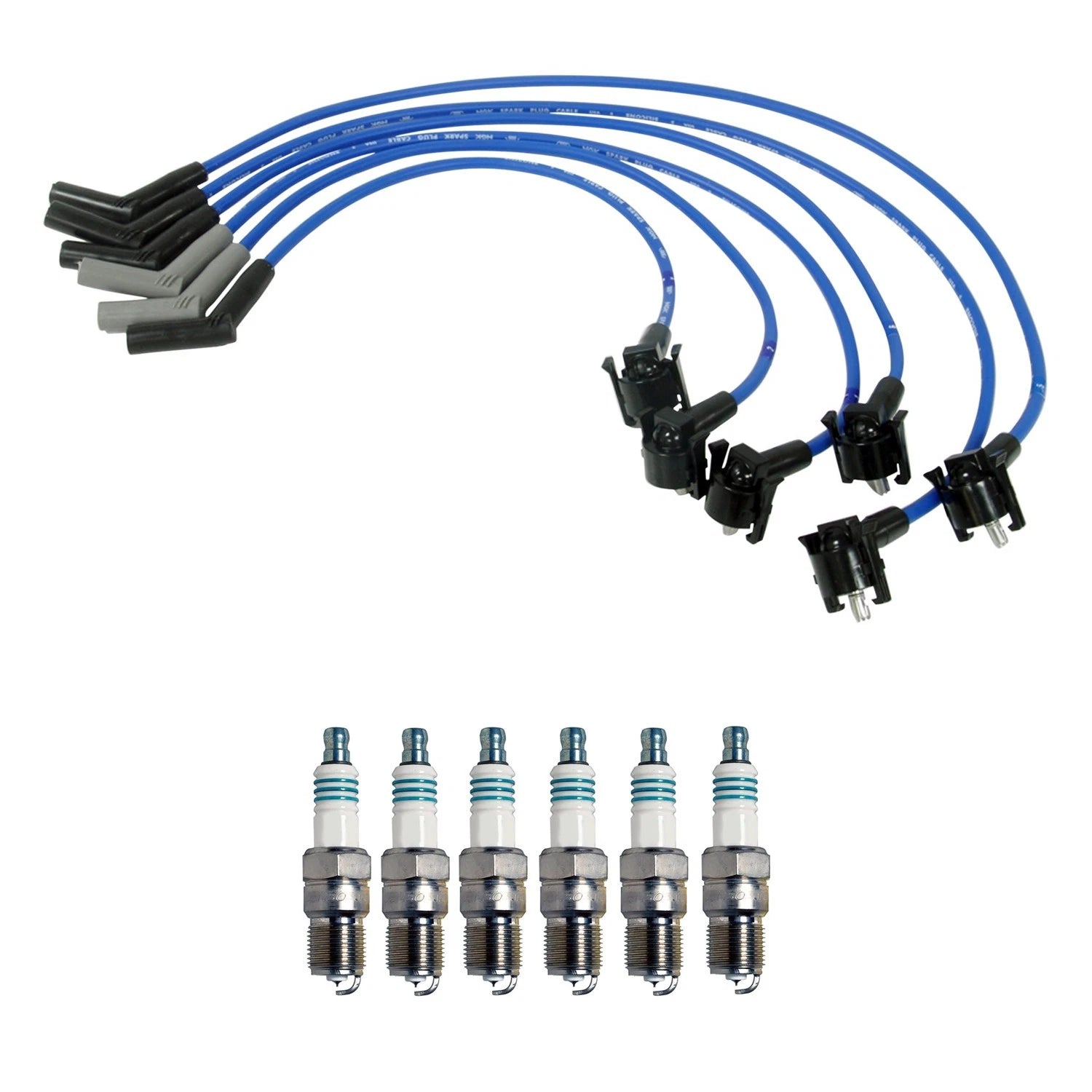 NGK 8mm Wire Set & Denso Iridium Spark Plug Kit for Mazda B3000 (1994–2006)