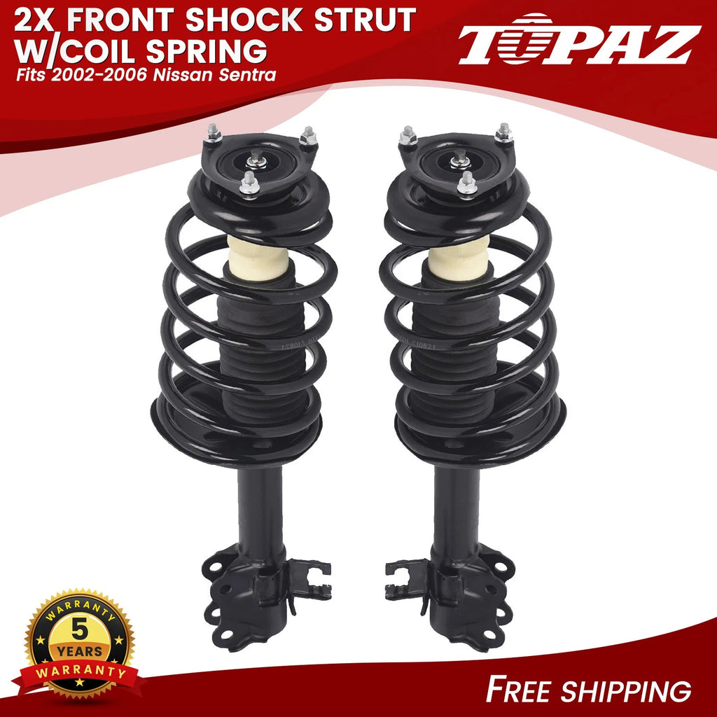 2X Front Complete Shock Struts with Coil Springs for Nissan Sentra (2002–2006)