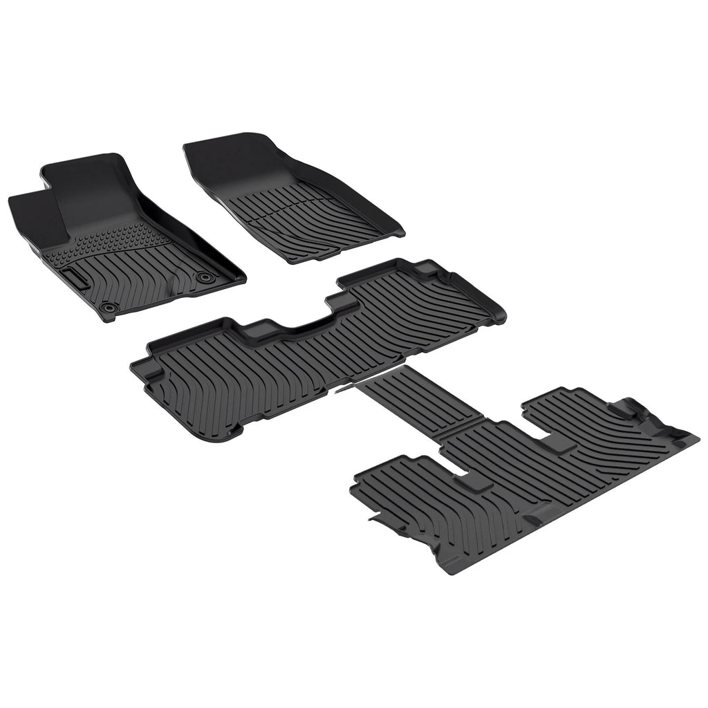 Set of 3 Row Floor Mats for Toyota Highlander (2014–2019) TPE Rubber All Weather