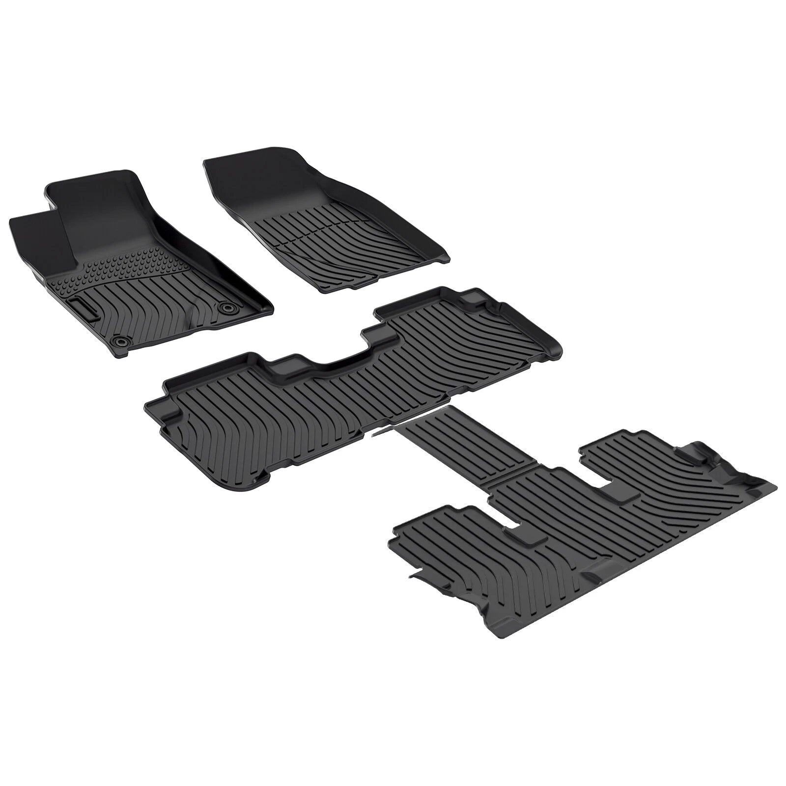 Set of 3 Row Floor Mats for Toyota Highlander (2014–2019) TPE Rubber All Weather
