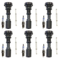 Set of 6 Bosch Double Iridium Spark Plugs & Denso Ignition Coil Boot Kit for Santa Fe