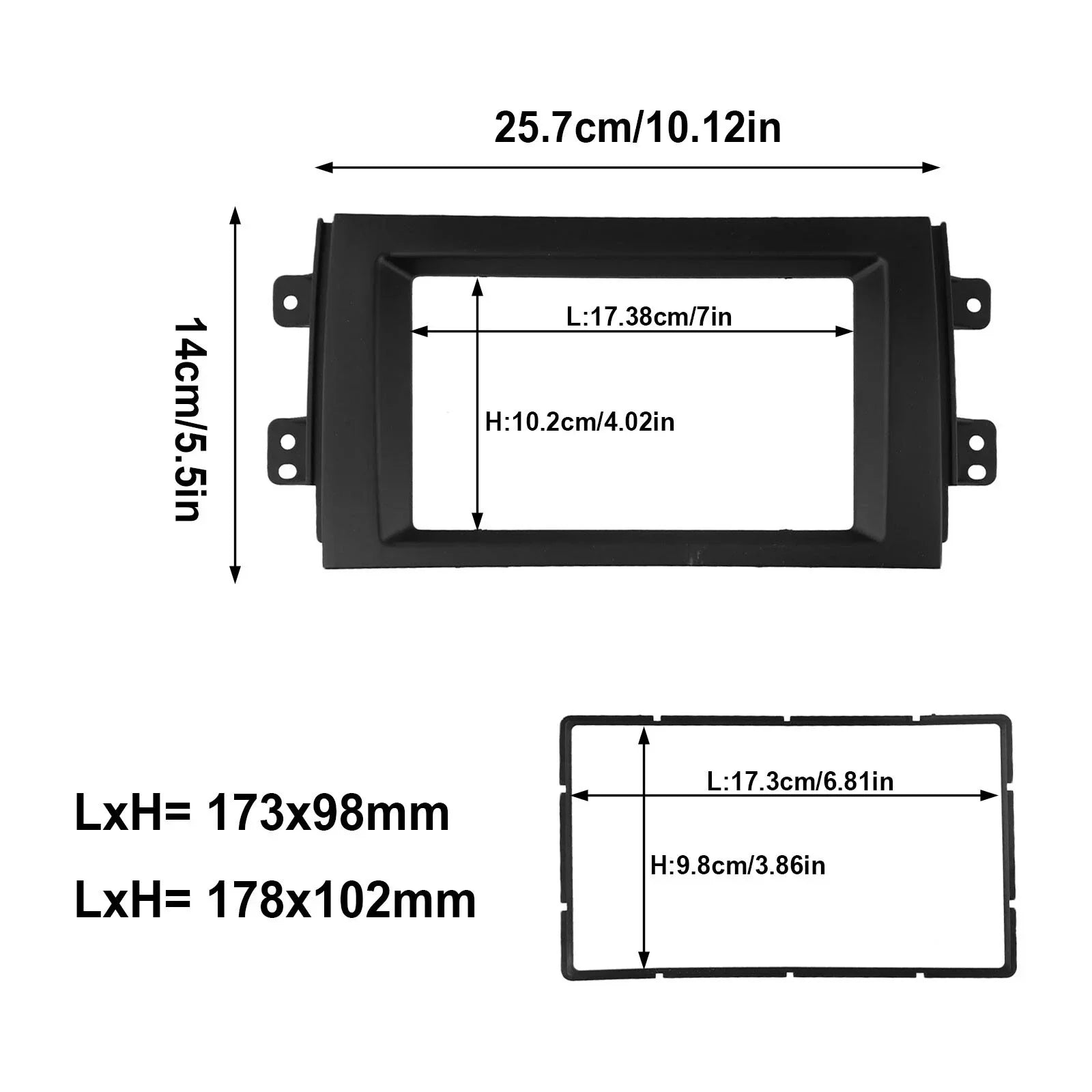 Black Double Din Dash for Suzuki SX4 (2007–2013)