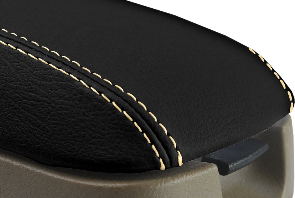 Leather Console Lid Armrest Cover for Hyundai Elantra (2001–2006) Beige Stitch