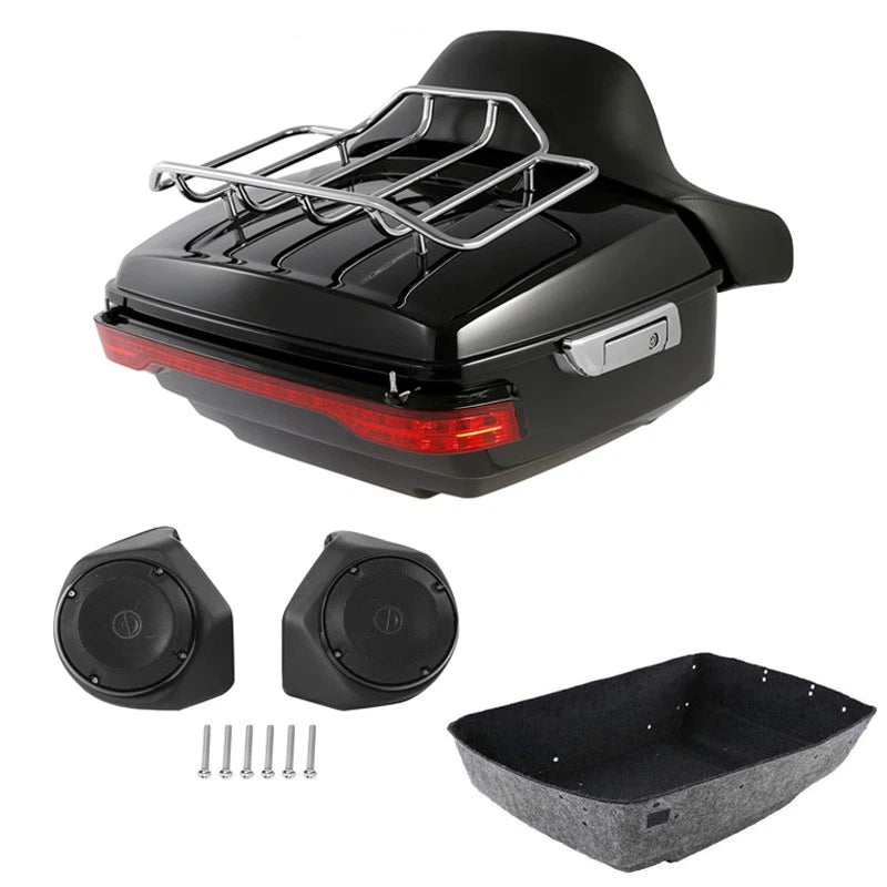 LED Light Speakers Trunk Backrest Rack for Harley Electra Glide (2014–2026)