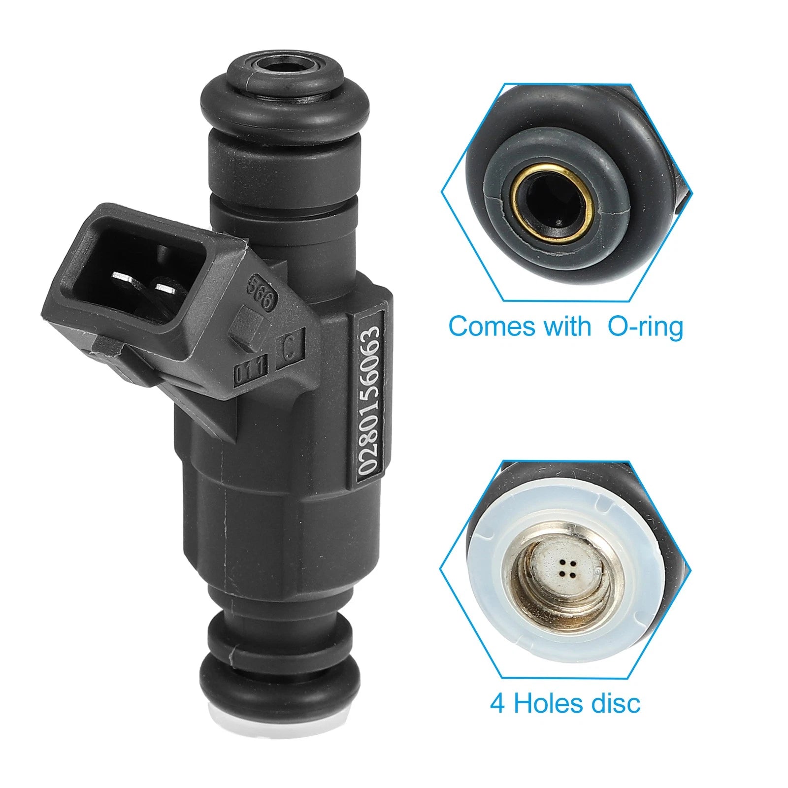 Set of 4 Fuel Injector Nozzles 0280156063 for Audi TT Quattro (2003–2006)