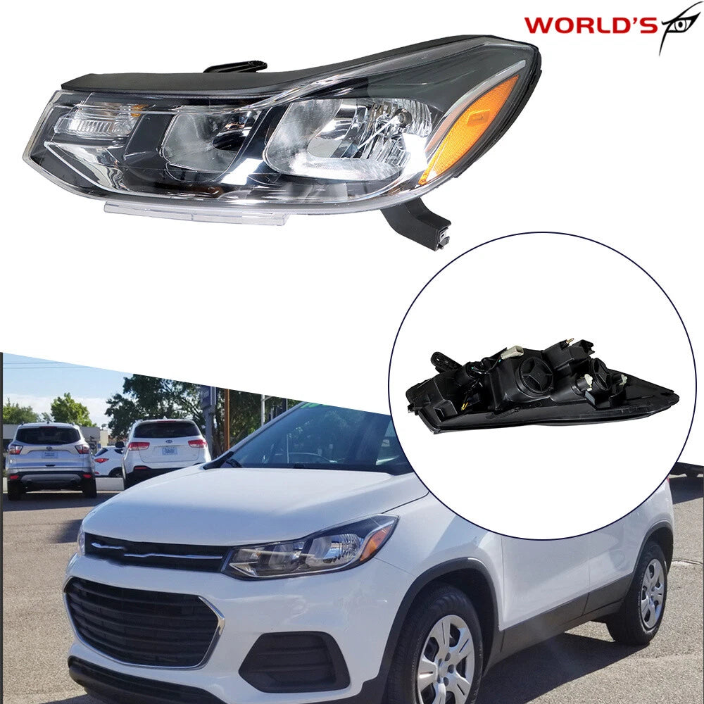 Driver Left Headlight for Chevrolet Trax (2017–2019) Halogen Chrome Housing