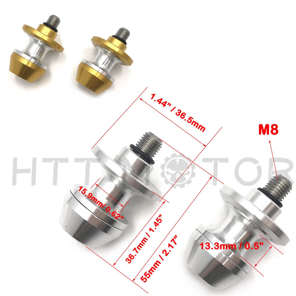 8mm CNC Swingarm Spools Sliders for Universal Motorcycle (All Years) - Gold