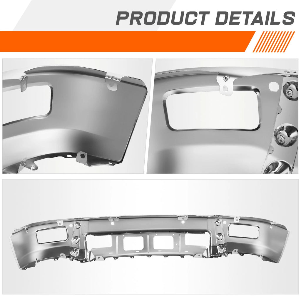 Front Bumper Face Bar for Silverado 1500 (2014–2015) Chrome, Fog Lamp, Parking Hole
