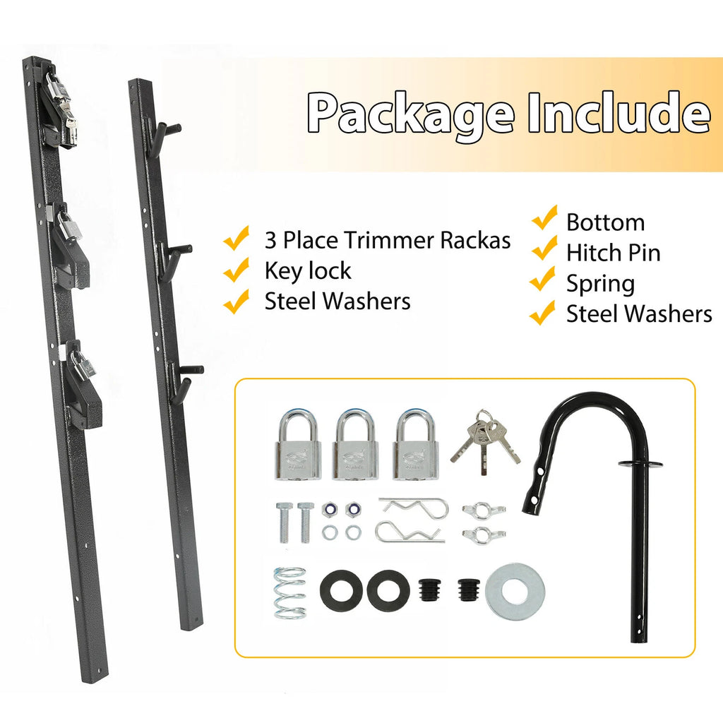 3-Place Weeder Trimmer Rack Holder for Enclosed Landscape Trailer