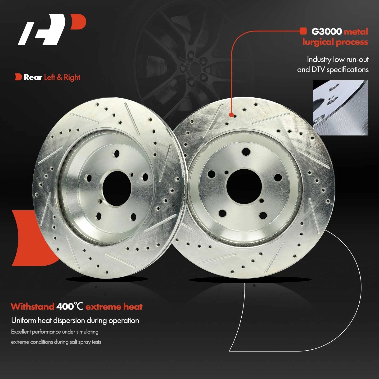 Rear Drilled Brake Rotors for Subaru Forester (2019–2021)