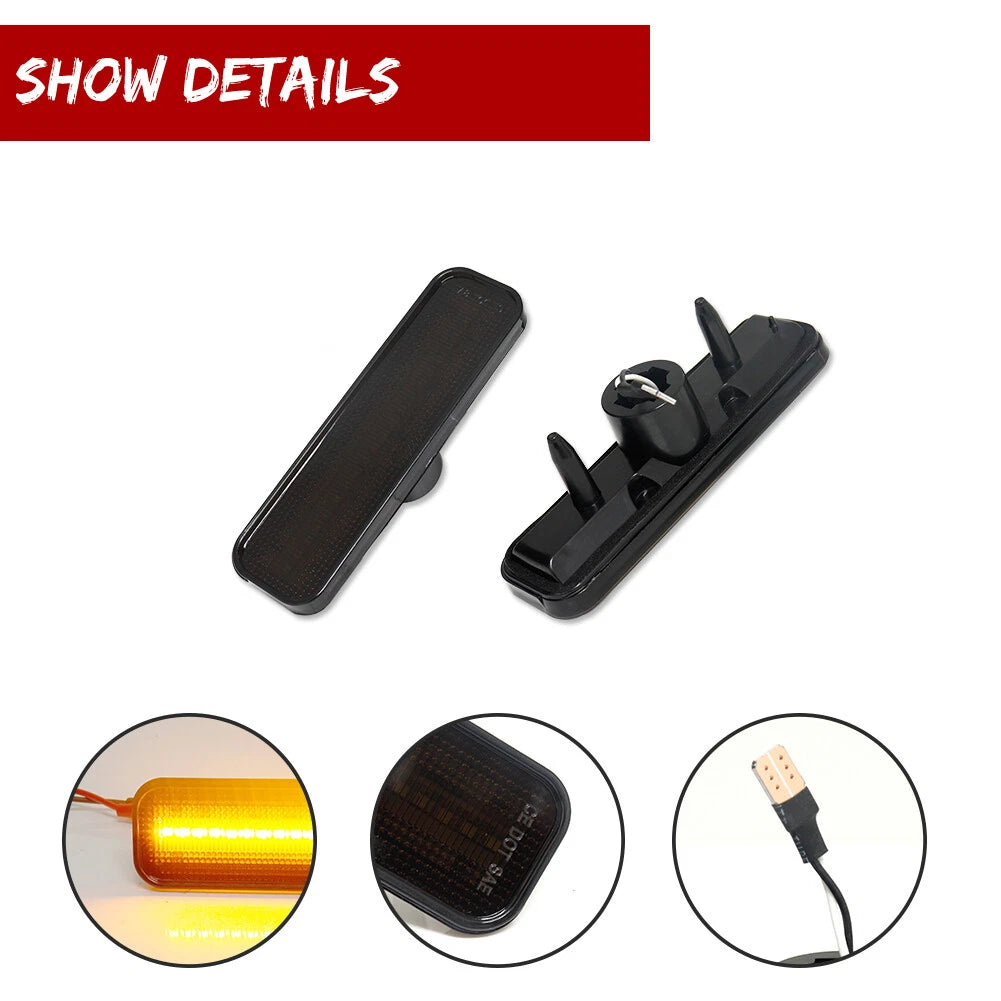 2PC Smoke Lens Amber LED Side Marker Lights for Chevrolet Camaro (1970–1977)