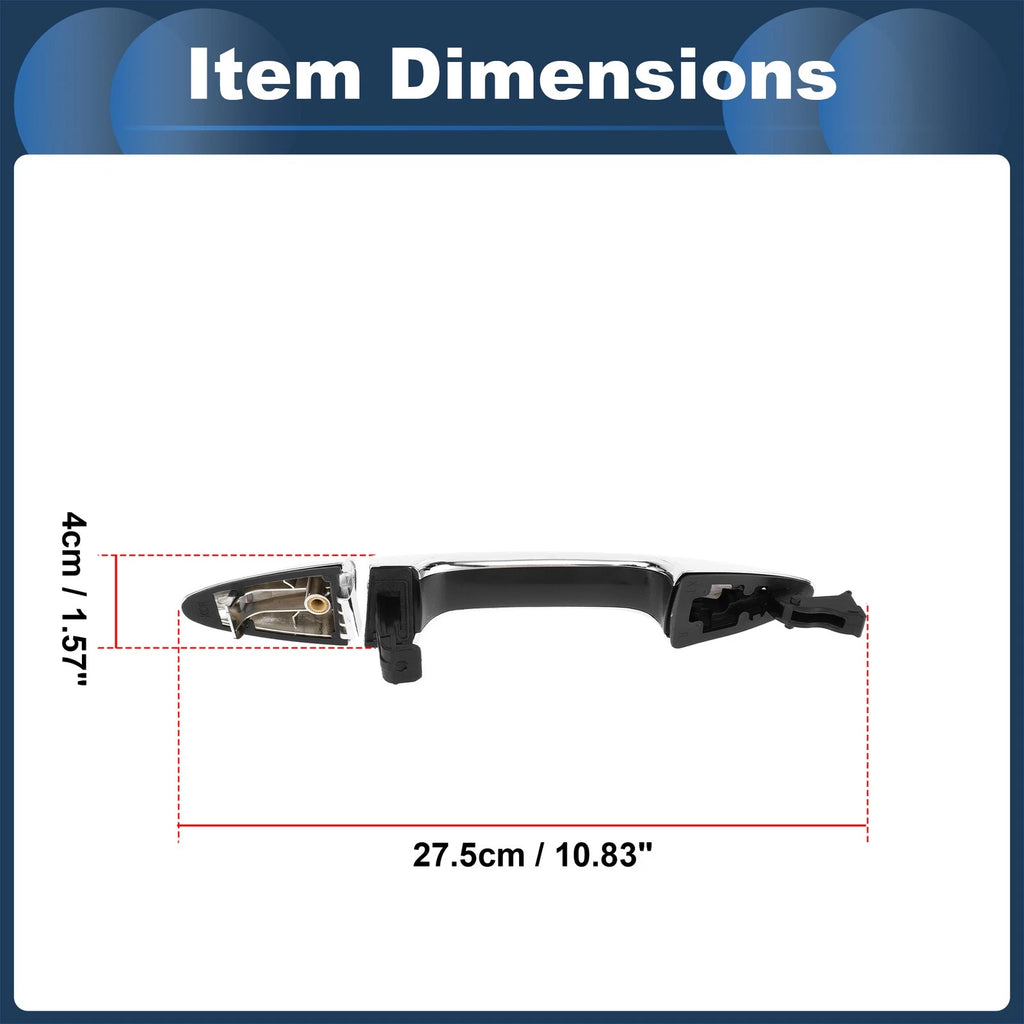 Front Right Exterior Door Handle for Kia Rio (2011) - Silver Tone