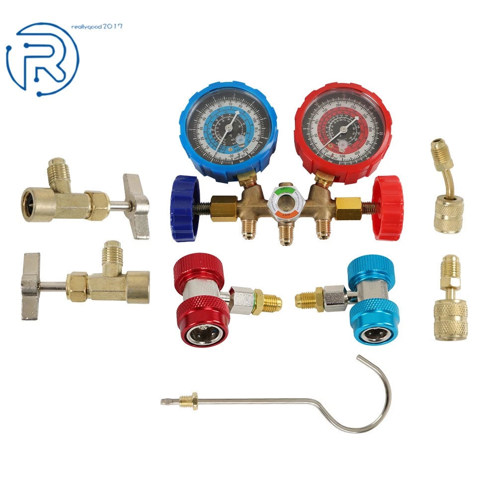 4CFM Air Vacuum Pump Manifold Gauge Set for HVAC AC Refrigerant (1/3HP)
