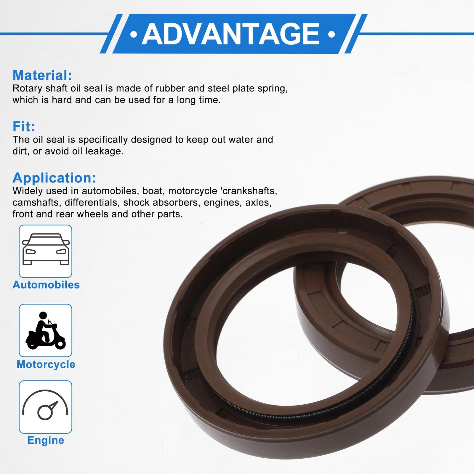 Set of 2 Oil Seal Rotary Shaft Seal FKM Rubber 45x65x10mm