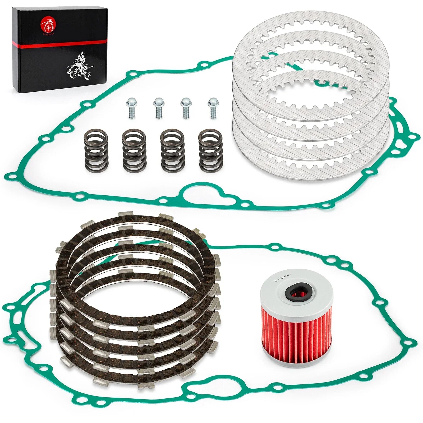 Clutch Friction Plates & Gasket for Kawasaki Bayou 300 KLF300 A/B/C(1986–2005)