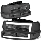 Pair of LED DRL Chrome/Smoked Headlight Bumper Lamps for Silverado Suburban (1999–2006)