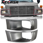 Set of 2 Silver Headlamp Bezels for Chevrolet GMC C4500 C5500 (2003–2009)