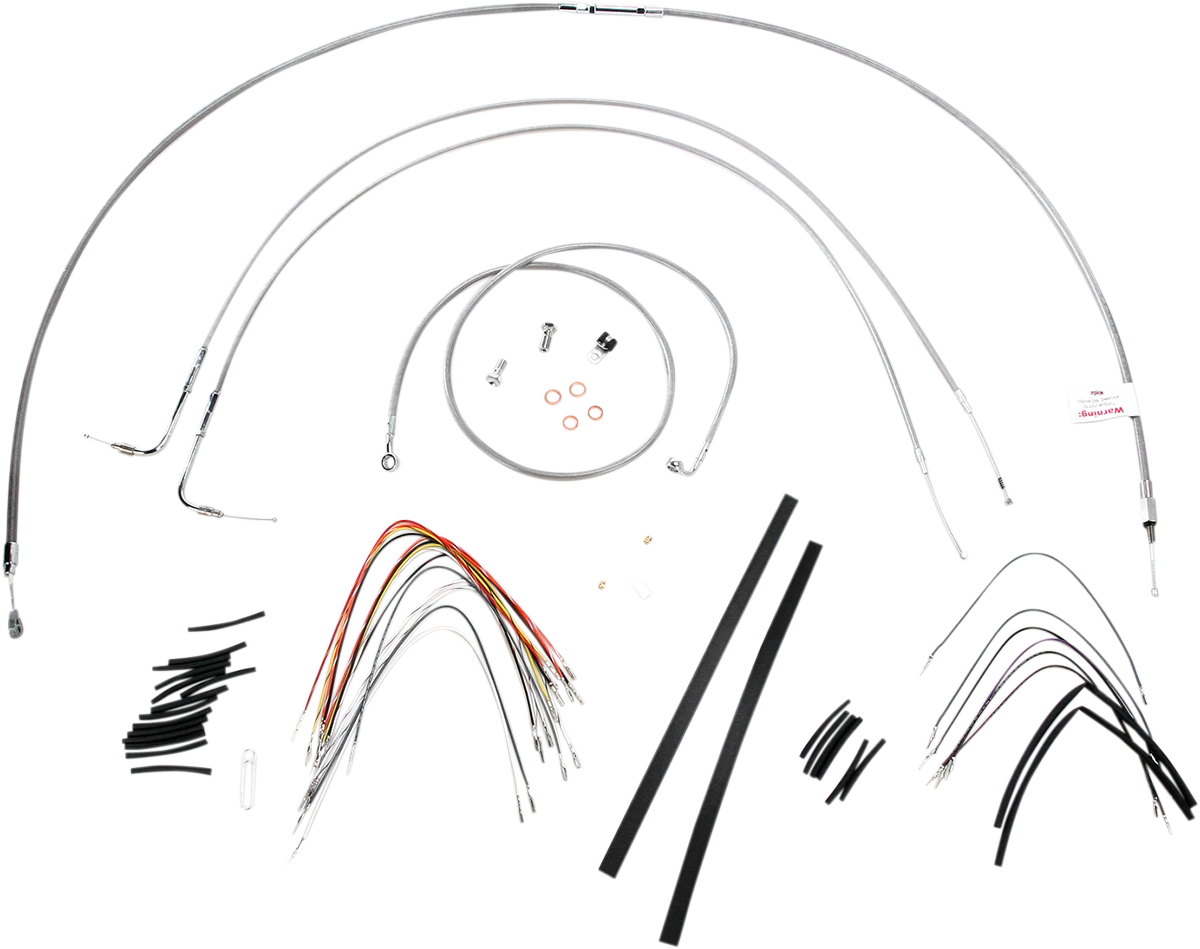 Complete Stainless Braided Handlebar Cable/Brake Line Kit for Harley (2014–2023)