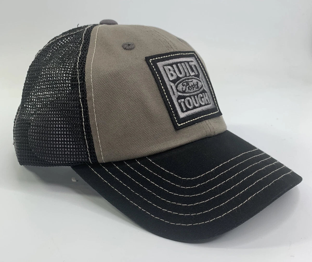 Hat Cap Gray Black Mesh Built Ford Tough Emblem for Ford Trucks (2000–2024)