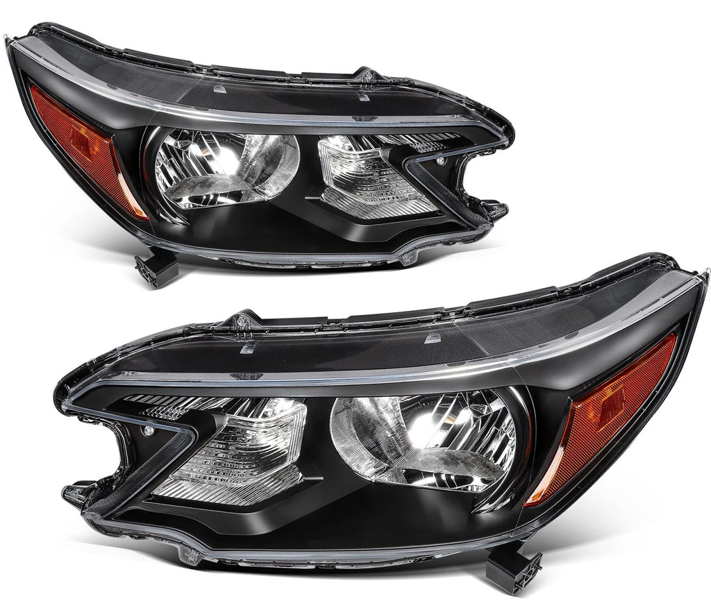 Pair of Black Reflector Headlights for Honda CR-V (2012–2014)