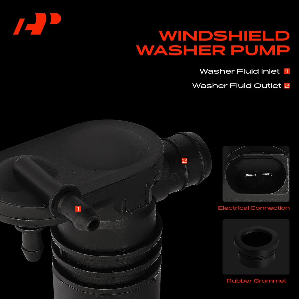 Windshield Washer Pump with Rubber Grommet for Ford Escape Focus (2001-2012)