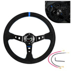 14" 350mm Deep Dished Suede Steering Wheel + Quick Release Hub Kit for Racing