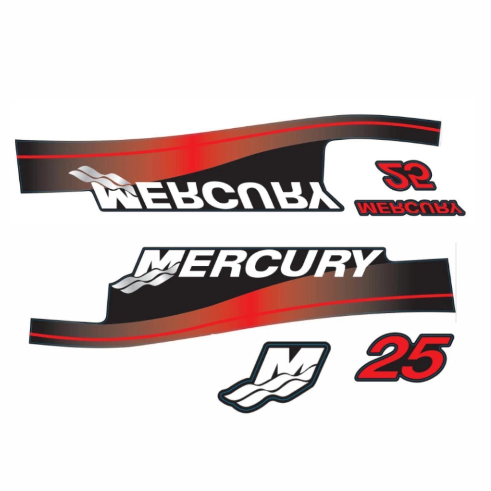 Set of 2 Marine Outboard Decals for Mercury 25 HP (808499A00)