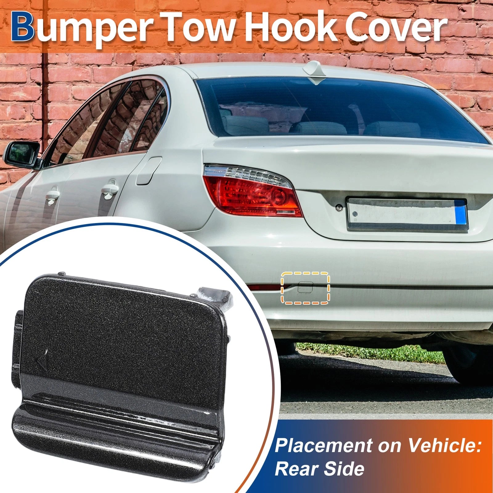 Rear Tow Hook Cover for BMW 528i 535i 550i (2011–2016) No. 51127178183 Dark Gray