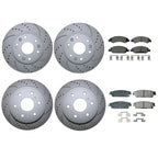 Front & Rear Brake Kit for Cadillac Chevy GMC (Akebono Ceramic, Drilled Rotors)