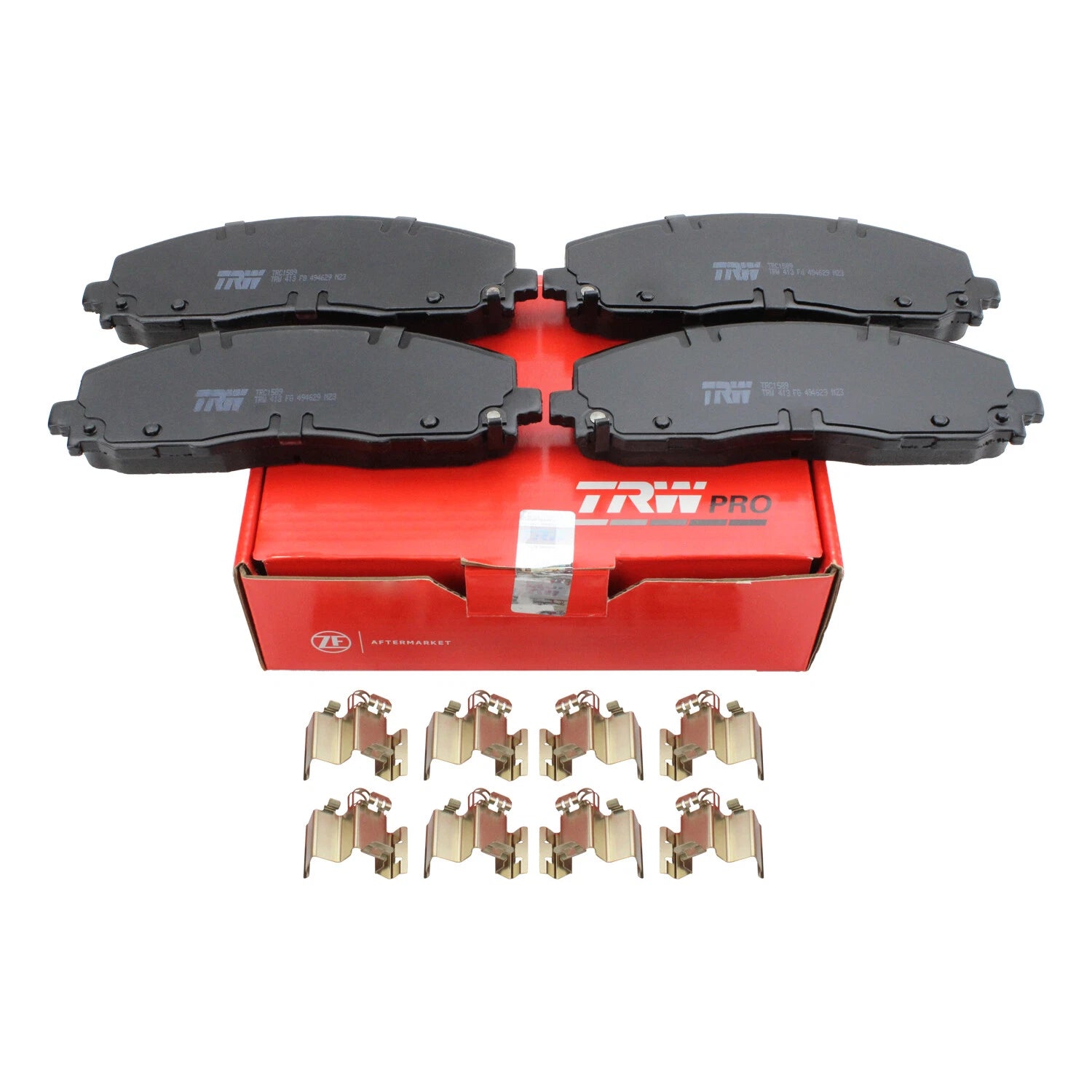Set of 4 TRW Pro Front Ceramic Brake Pads & Clips for Chrysler Dodge Ram Jeep