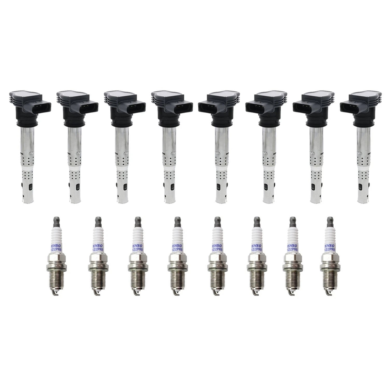 Set of 8 Ignition Coils & Denso Platinum Spark Plugs for Audi R8 RS4 RS5 RS6 (2008–2021)