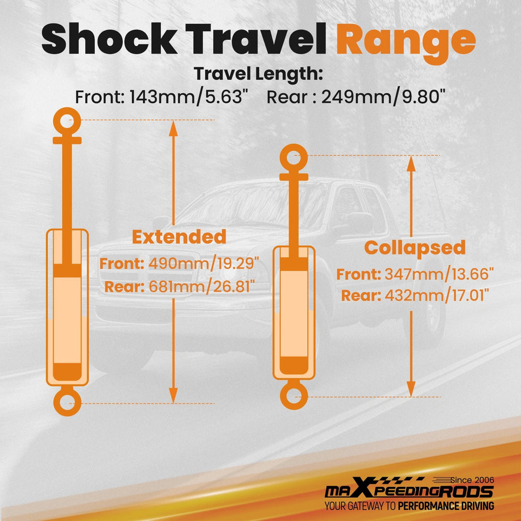 3" Lift Shock Kit for Dodge Dakota 4X4 (1997–2004) Front Rear Set
