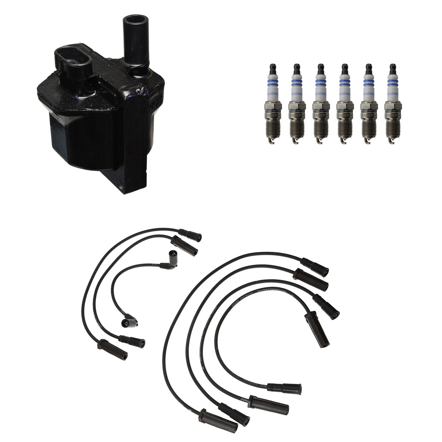 Set of 6 Denso Ignition Coil Wires & Bosch Platinum Spark Plugs for Silverado 1500