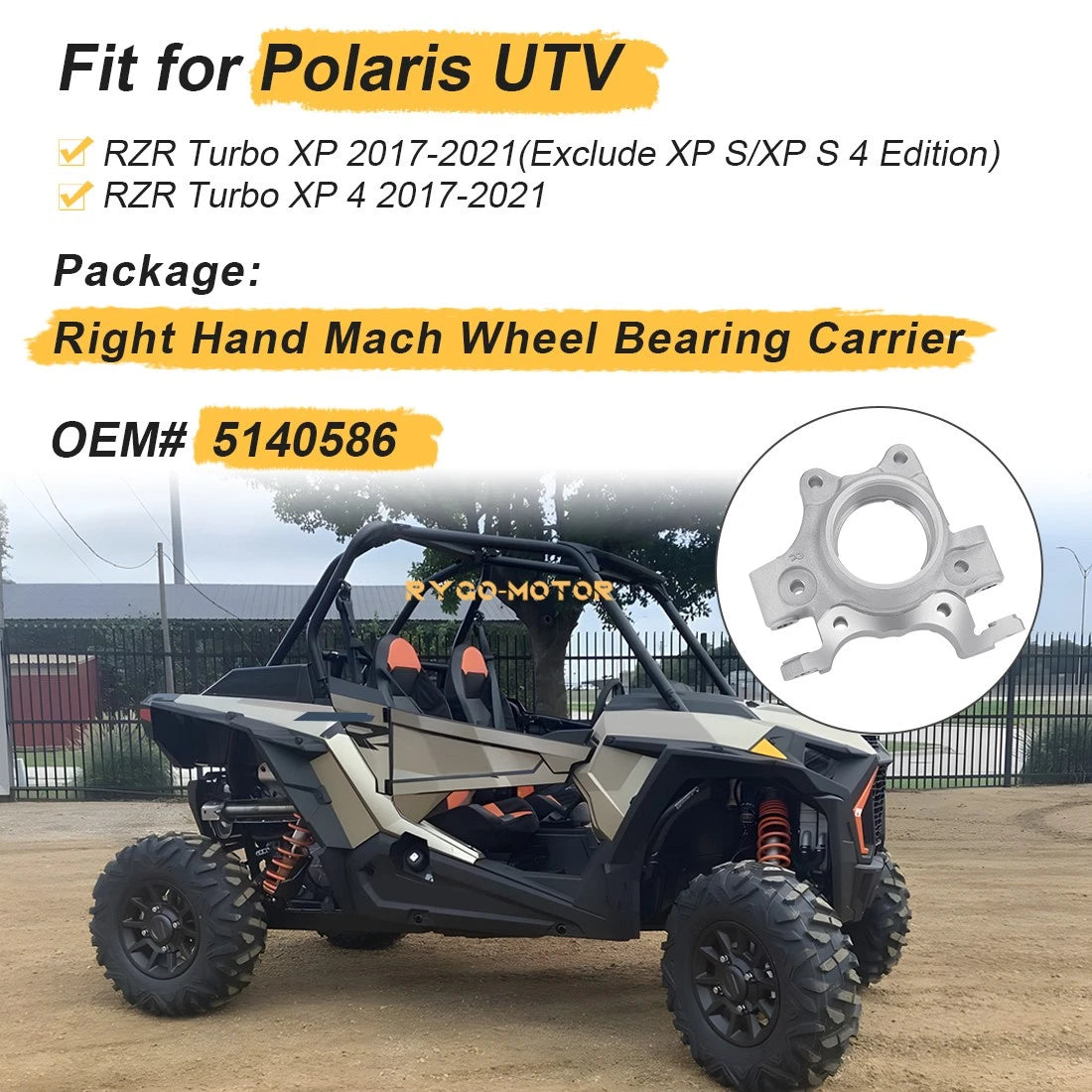 Right Hand Mach Wheel Bearing Carrier for Polaris RZR XP Turbo (2017–2021) 5140585