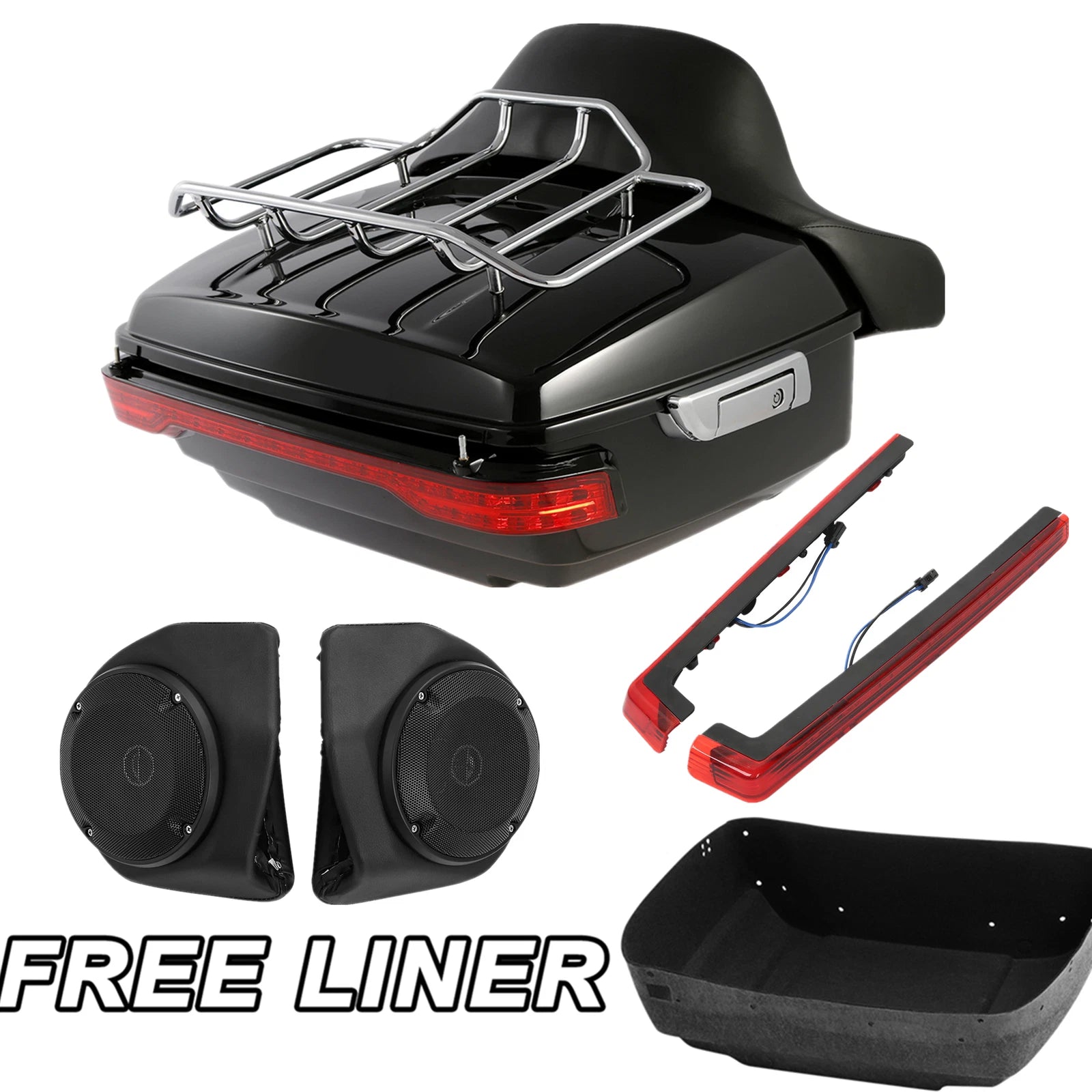 Trunk Backrest Speakers Tail Light for Harley Touring Road Glide (2014–2025)