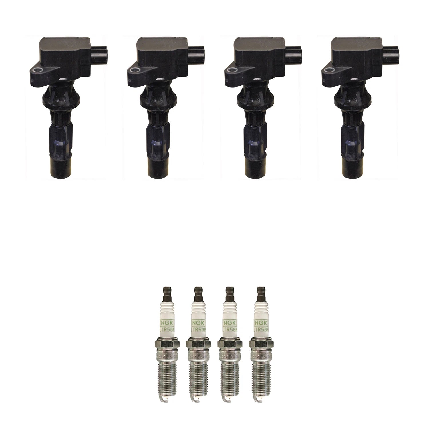 Set of 4 Ignition Coils & NGK Platinum Spark Plugs for Fusion Milan (2006–2012)