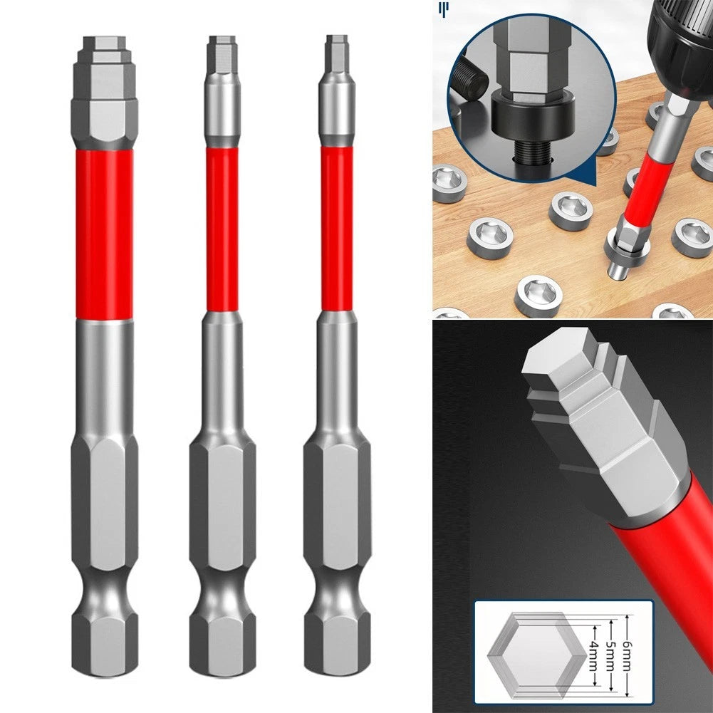 Screwdriver Bits Set of 2 Hex Shank 65mm 100mm for Manual Drills